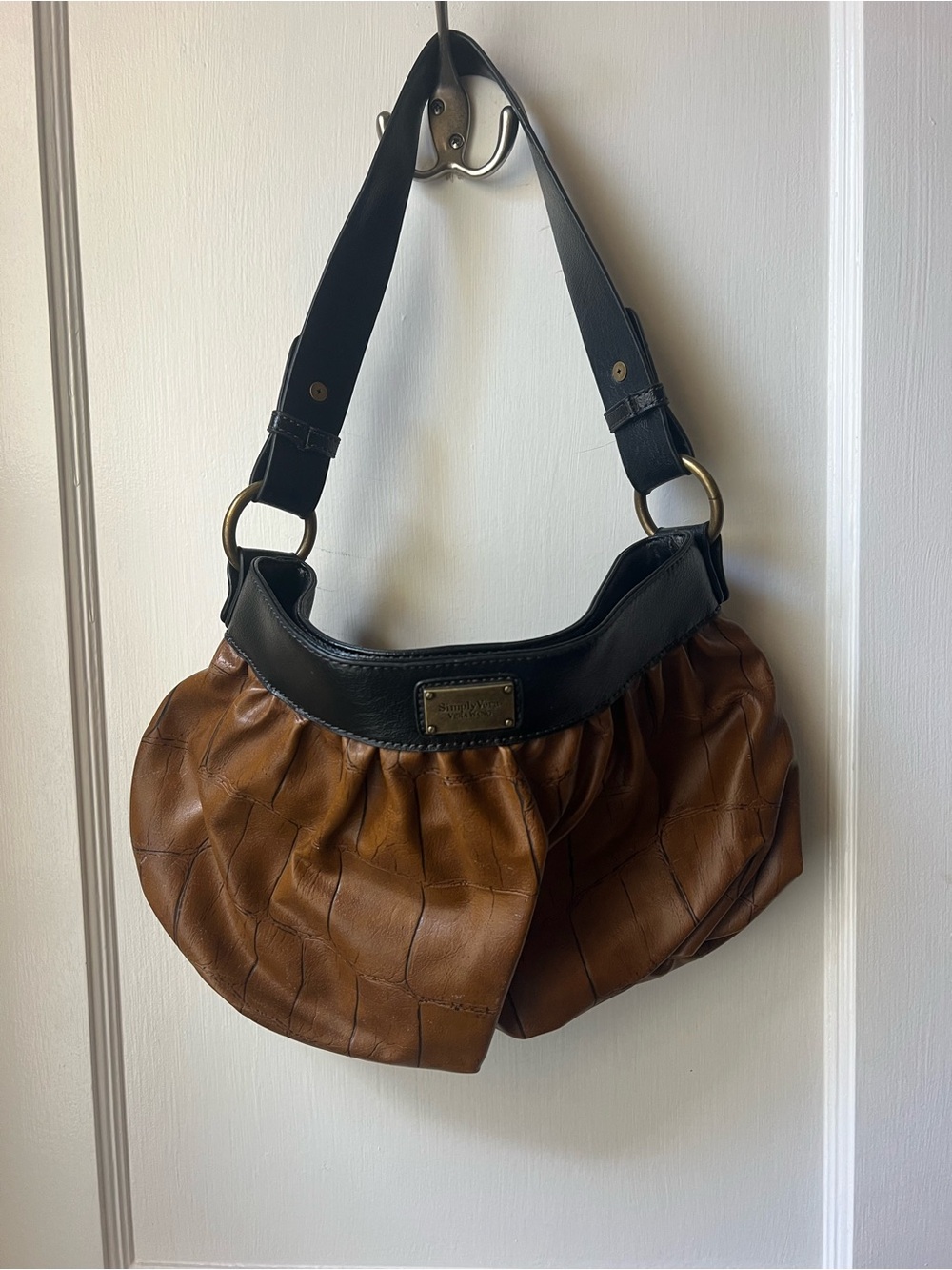 Simply Vera Vera Wang Brown and Black Hobo Shoulder Bag